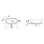 LAUFEN PRO freistehende Badewanne 165 x 75 cm aus Marbond - technische Ansicht
