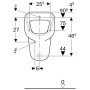 Geberit Aller Urinal mit Zulauf von hinten, Abgang nach hinten - technische Ansicht