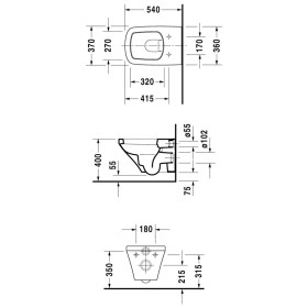 Duravit Durastyle WC sospeso, a scarico orizzontale