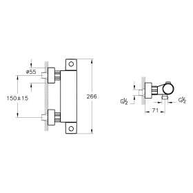 Robinet de douche thermostatique encastré VitrA Root Round AquaHeat