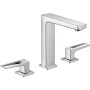 Robinetterie de lavabo 3 trous hansgrohe Metropol 160 avec poignées en forme de boucle et bonde Push-Open