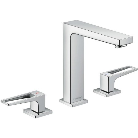 Robinetterie de lavabo 3 trous hansgrohe Metropol 160 avec poignées en forme de boucle et bonde Push-Open