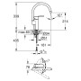 Rubinetto monocomando per lavello GROHE Wave Cosmopolitan, beccuccio alto da 1/2"