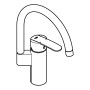 Rubinetto monocomando per lavello GROHE Wave Cosmopolitan, beccuccio alto da 1/2" - immagine prodotto