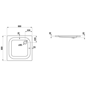 Piatto doccia LAUFEN Platina 80 x 80 cm senza rivestimento antiscivolo
