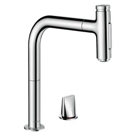 hansgrohe Miscelatore monocomando per cucina a 2 fori Metris Select M71 200, doccetta estraibile, 2 getti