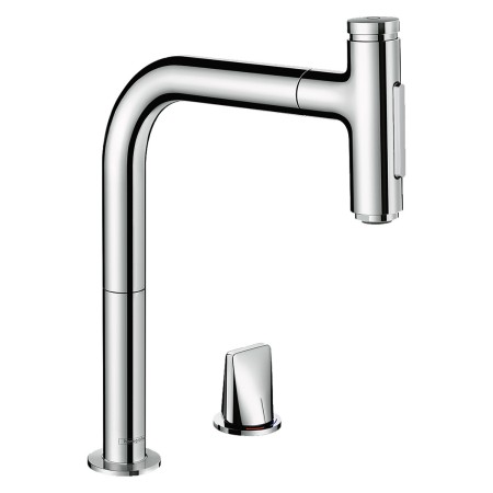 hansgrohe Miscelatore monocomando per cucina a 2 fori Metris Select M71 200, doccetta estraibile, 2 getti
