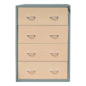 Armadio a cassettiera sospesa doppia via in acciaio Wolfstahl 4 cassetti 76 x 62 x 132 cm argento-acero
