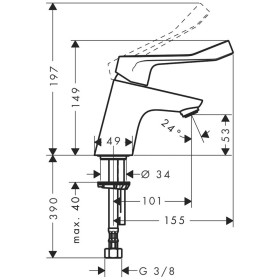 Miscelatore monocomando per lavabo hansgrohe Focus Care 70, senza tappo di scarico
