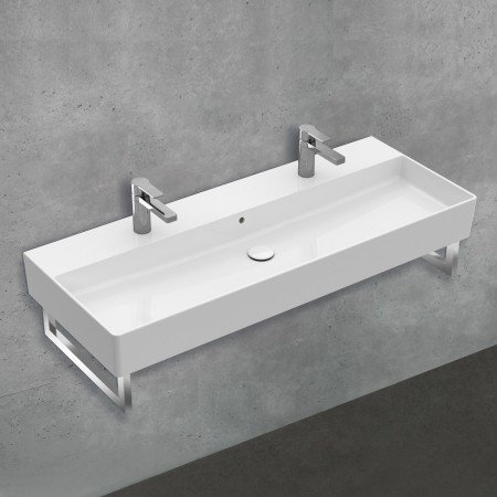 Villeroy & Boch Memento 2.0 Lavabo 120 cm con 2 fori per rubinetto, con troppopieno