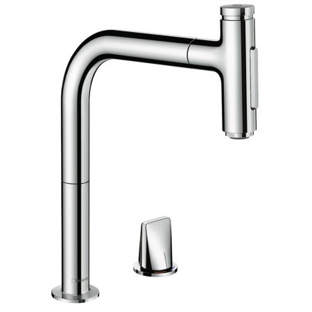 Miscelatore monocomando a due fori hansgrohe Metris Select M71 200, doccetta estraibile, 2 getti, sBox