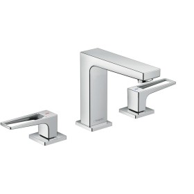 Robinet de lavabo 3 trous hansgrohe Metropol 110 avec poignées en forme de boucle et bonde Push-Open