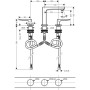 Robinet de lavabo 3 trous hansgrohe Metropol 110 avec poignées en forme de boucle et bonde Push-Open - vue détaillée