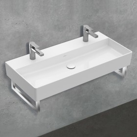 Villeroy & Boch Memento 2.0 Lavabo 100 cm con 2 fori per rubinetto, senza troppo pieno