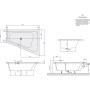Vasca da bagno d'angolo Villeroy & Boch Loop & Friends SQUARE 175 x 135 cm, lato destro - vista tecnica