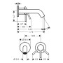 Robinetterie de lavabo encastrée hansgrohe Tecturis S avec bec de 16,5 cm - vue technique