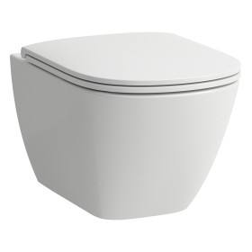 WC sospeso LAUFEN LUA con scarico a pavimento, sedile WC con chiusura rallentata e kit di montaggio EasyFit
