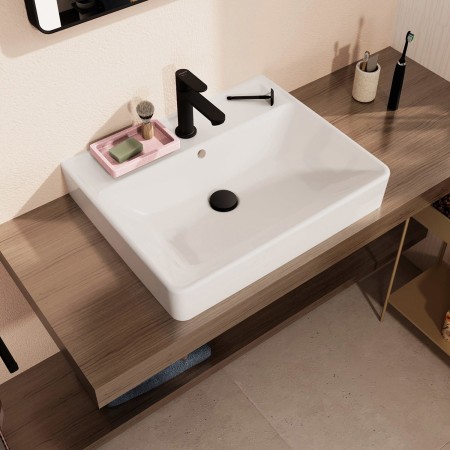 hansgrohe Xanuia Q Lavabo d'appoggio satinato 600/480 con foro per rubinetto e troppopieno