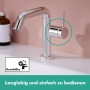 Robinet de lavabo monocommande hansgrohe Tecturis S 110 Fine CoolStart économiseur d'eau+ avec vidage - vue technique