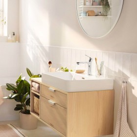 Rubinetto monocomando per lavabo hansgrohe Rebris S 110 CoolStart risparmio idrico+ con scarico a tirante