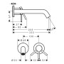 Robinet de lavabo encastré hansgrohe Tecturis S avec bec de 22,5 cm - vue technique