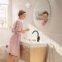 Robinet de lavabo monocommande hansgrohe Rebris S 210 avec bec pivotant et vidage à tirette - vue technique