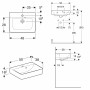 Lavabo Geberit Renova Plan 50 cm avec trou de robinet central, trop-plein asymétrique - vue technique