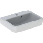 Lavabo Geberit Renova Plan 50 cm avec trou de robinet au milieu, trop-plein asymétrique