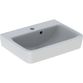 Lavabo Geberit Renova Plan 50 cm avec trou de robinet au milieu, trop-plein asymétrique