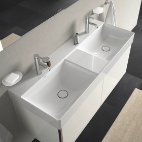 Lavabo double Duravit DuraSquare avec 2 trous de robinet, 120 x 47 cm