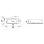 LAUFEN PRO Eck-Badewanne 180 x 80 cm Version rechts aus Marbond - technische Ansicht