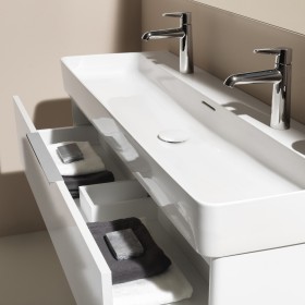 Évier LAUFEN Val, encastrable 120 x 42 cm, avec 2 trous de robinet, avec trop-plein