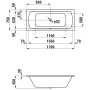 LAUFEN PRO Einbau-Badewanne 170 x 75 cm - technische Ansicht