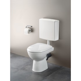 Geberit Renova WC a terra con scarico orizzontale, scarico orizzontale, Rimfree