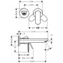 Robinet de lavabo encastré mural hansgrohe Rebris S avec bec de 20 cm - photo produit