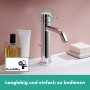 Robinet de lavabo monocommande hansgrohe Tecturis S 110 CoolStart économie d'eau+ avec bonde à tirette - vue technique