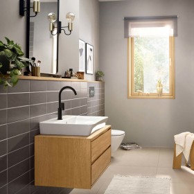 Rubinetto monocomando per lavabo hansgrohe Rebris E 210 con beccuccio orientabile e scarico a tirante