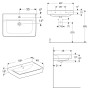 Lavabo Geberit Renova Plan 70 cm avec trou central pour robinet, avec trop-plein - vue technique
