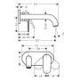 hansgrohe Robinet de lavabo encastré Vernis Shape, bec de 20,5 cm - vue technique