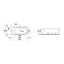 LAUFEN PRO Eck-Badewanne 180 x 80 cm Version links aus Marbond - technische Ansicht