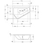 Duravit Paiova 5-Eck Badewanne links, Einbauversion 177 x 130 cm - Detailansicht
