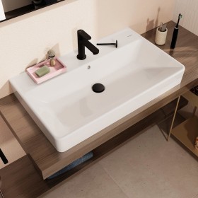 hansgrohe Xanuia Q Lavabo d'appoggio satinato 800/480 con foro miscelatore e troppopieno