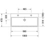 Lavabo Duravit Vero Air brossé avec 2 x 1 trou de robinet 100 x 47 cm, avec trop-plein - vue détaillée