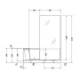 Vasca-doccia Duravit Shower & Bath per nicchia, vetro a destra 170 x 75 cm - vista tecnica