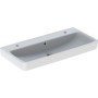 Lavabo Geberit Renova Plan 100 cm avec 2 trous de robinet à gauche et à droite, avec trop-plein