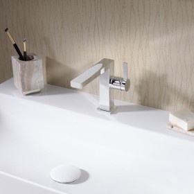 Rubinetto monocomando per lavabo hansgrohe Tecturis E 110 Fine CoolStart risparmio d'acqua+ con scarico a tirante