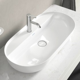 Lavabo surélevé Duravit Luv avec plage de robinetterie 80 x 40 cm