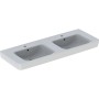 Double vasque Geberit Renova Plan 130 cm avec trou central pour robinet, avec trop-plein