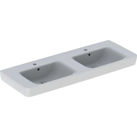 Double vasque Geberit Renova Plan 130 cm avec trou de robinet au milieu, avec trop-plein