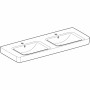 Double vasque Geberit Renova Plan 130 cm avec trou de robinet au milieu, avec trop-plein - vue détaillée